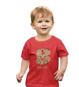 Beary bear, Printed Cotton tshirt (red) for Boys