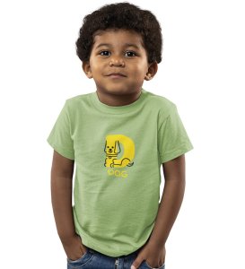 Doggy Dog, Boys Round Neck Printed Blended Cotton Tshirt (Olive)