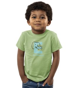 Elephantastic, Boys Round Neck Blended Cotton Tshirt (Olive)
