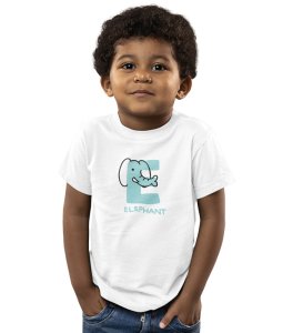 Elephantastic, Boys Round Neck Blended Cotton Tshirt (White)
