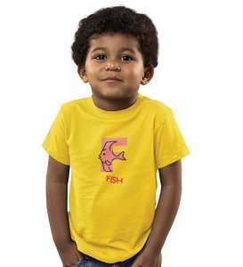 Fishy Fish, Printed Cotton Tshirt (Yellow) for Boys