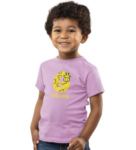 Giraffe, Boys Printed Crew Neck Tshirt (Purple)