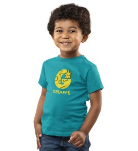 Giraffe, Boys Printed Crew Neck Tshirt (Teal)