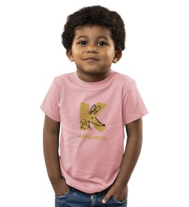 Kangaroo, Printed Cotton Tshirt (Baby pink) for Boys