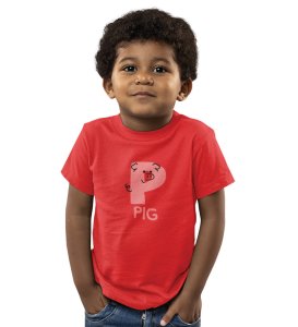Pepper Pig, Boys Cotton Text Print Tshirt (Red) 