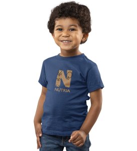 Naughty Nutria, Boys Round Neck Blended Cotton Tshirt (Navy blue)
