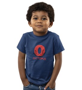 Ocean Octopus, Boys Printed Crew Neck Tshirt (Navy blue)