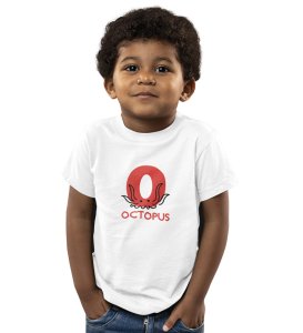 Ocean Octopus, Boys Printed Crew Neck Tshirt (White)