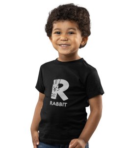 Running Rabit, Printed Cotton Tshirt (Black) for Boys

