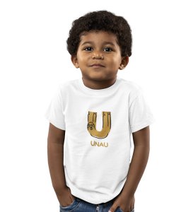 Ugly Unau, Boys Cotton Text Print Tshirt (White) 
