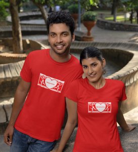 Mr Khadoos/Mrs Beautiful Printed (Red) T-shirts For Couples