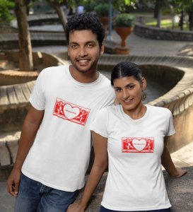 Mr Khadoos/Mrs Beautiful Printed (White) T-shirts For Couples