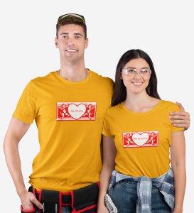 Mr Khadoos/Mrs Beautiful Printed (Yellow) T-shirts For Couples