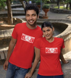 Mr Lover/Mrs Padhaku Printed Couple (Red) T-shirts