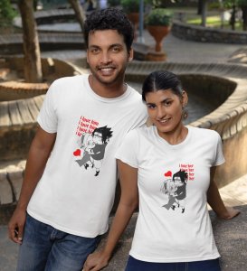 I Love Her/I Love Him (White) T-shirts Printed For Couples