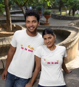 Eu Te Amo Couple Printed (White) T-shirts