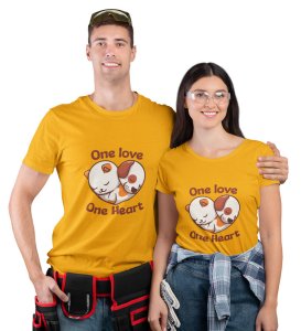 One Love One Heart Printed Couple (Yellow) T-shirts