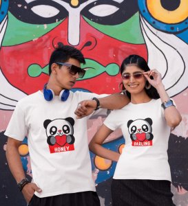 Lover Panda Couple Printed (White) T-shirts