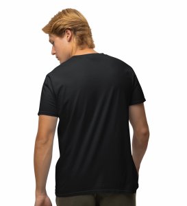 JD.TRENDS Camping is my therapy (Yellow Sillhoutte)  Black Round Neck Cotton Half Sleeved Men's T-Shirt with Printed Graphics