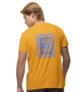 Colourful Cryptocosm Wings Yellow Round Neck Cotton Half Sleeved Men's T-Shirt with Printed Graphics