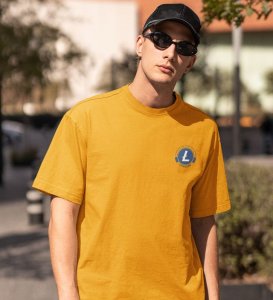 Choose Me Wings Yellow Round Neck Cotton Half Sleeved Men's T Shirt with Printed Graphics