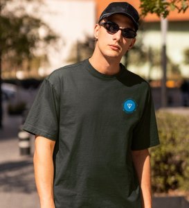 Telegram Open Network Wings Green Round Neck Cotton Half Sleeved Men's T Shirt with Printed Graphics