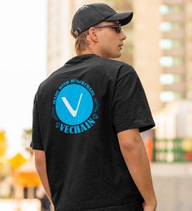 Vigor Vechain Wings Black Round Neck Cotton Half Sleeved Men's T Shirt with Printed Graphics