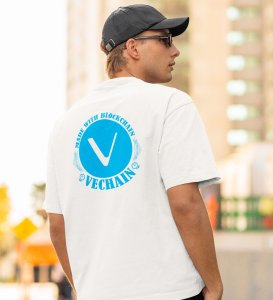 Vigor Vechain Wings White Round Neck Cotton Half Sleeved Men's T Shirt with Printed Graphics