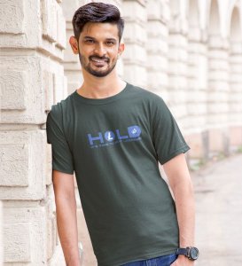 Patience Is Profit Wings Green Round Neck Cotton Half Sleeved Men's T Shirt with Printed Graphics