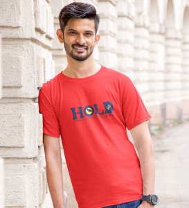 Make Yourself Rich Wings Red Round Neck Cotton Half Sleeved Men's T Shirt with Printed Graphics