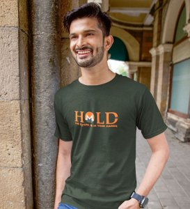 You Hand Your Future Wings Green Round Neck Cotton Half Sleeved Men's T Shirt with Printed Graphics
