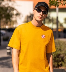 The Future Wings Yellow Round Neck Cotton Half Sleeved Men's T Shirt with Printed Graphics