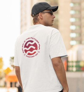 The Future Wings White Round Neck Cotton Half Sleeved Men's T Shirt with Printed Graphics
