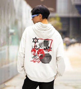 Acid Life Back White Printed Hoodies for Men