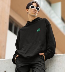 The Taijutsu Legend with a Heart of Determination Printed Black Cotton Hoodie For Men