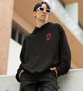 Santa Showing Off Dance Moves with Enthusiasm and Energy Printed Black Cotton Hoodie
