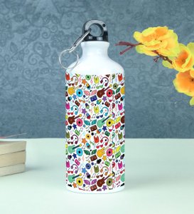 Rock Your Day with Vibrant Music Doodles on Aluminium Water Bottle 600ml