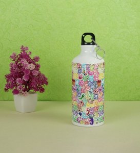 Adorable Mini Monsters in Colorful Vector Graphics on Aluminium Water Bottle 600ml