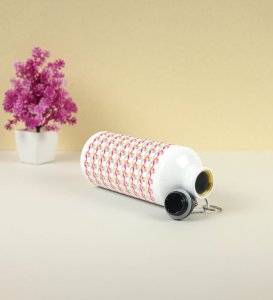 Artful Abstract Geometric Shapes and Colorful Flowers Printed Aluminium Water Bottle 600ml
