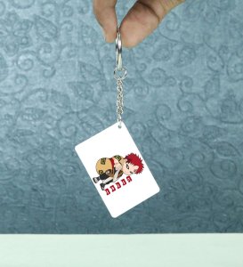 Gaara Desert Spirit  Printed White Anime Keychains Pack Of 2