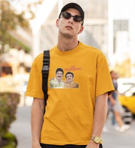 My Firebrigade! Yellow Round Neck Cotton Half Sleeved Men T Shirt with Printed Graphics
