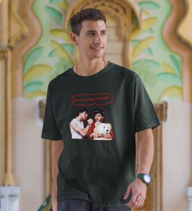 No Sorry, No Thankyou Green Round Neck Cotton Half Sleeved Men T Shirt with Printed Graphics