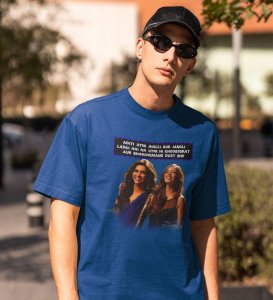 Wierd But Trustworthy Blue Round Neck Cotton Half Sleeved Men T Shirt with Printed Graphics