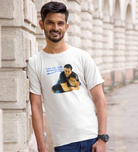 Jaan Bhi Hazir Hai White Round Neck Cotton Half Sleeved Men T-Shirt with Printed Graphics
