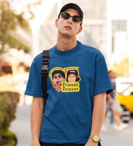 Love Is Friendship Blue Round Neck Cotton Half Sleeved Men T-Shirt with Printed Graphics