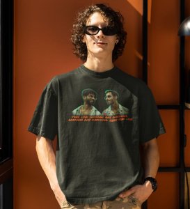 Only for Friend Green Round Neck Cotton Half Sleeved Men T-Shirt with Printed Graphics