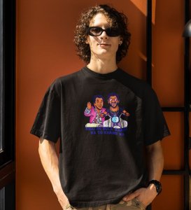 Rules Of Boys Black Round Neck Cotton Half Sleeved Men T-Shirt with Printed Graphics