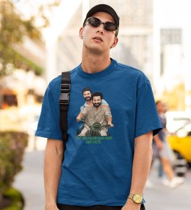 The Chance Of Friendship Blue Round Neck Cotton Half Sleeved Men T-Shirt with Printed Graphics