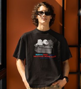 Vibes Matters Black Round Neck Cotton Half Sleeved Men T-Shirt with Printed Graphics