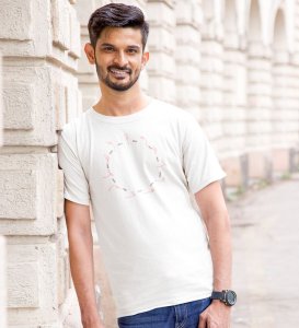 Just Breathe White Round Neck Cotton Half Sleeved Men T-Shirt with Printed Graphics